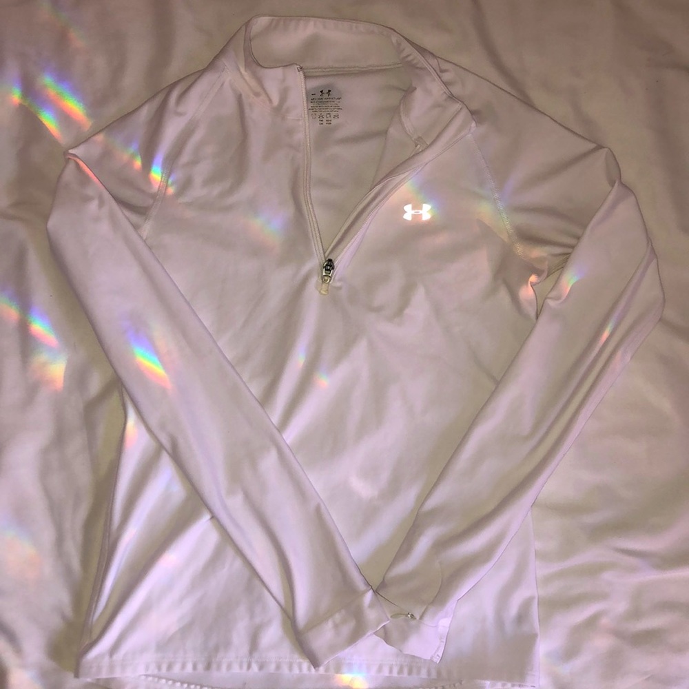 Long sleeved white Under Armour shirt